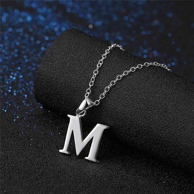 Jewelry 18 inches 925 Sterling Silver Link Chain Letter M Pendants Necklaces Fine Women Wedding Party