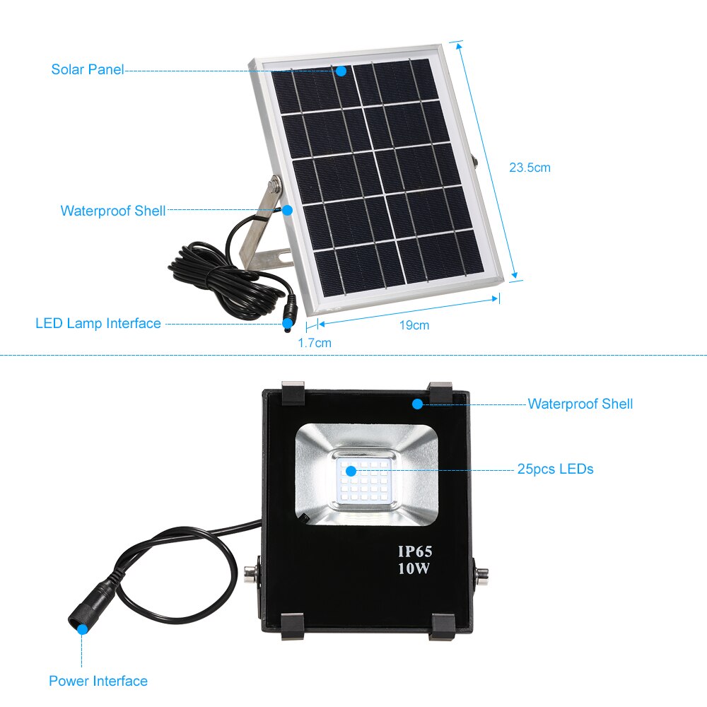 Solar Lights with Remote Control 25 LED Wireless Waterproof Outdoor Flood Lights 5V 5W Solar Panel for Garden Pathway Driveway