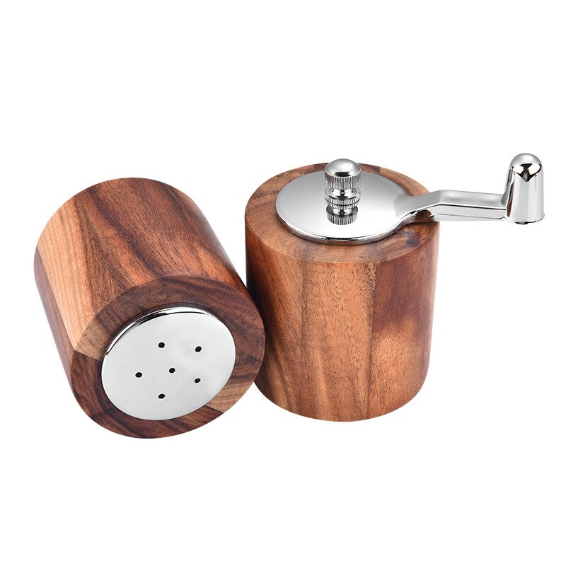 Wooden Salt and Pepper Grinder,2Pcs Acacia Salt&Pepper Grinder and Shaker Set One Pepper Mill and One Salt Shaker Wood Body with: Default Title