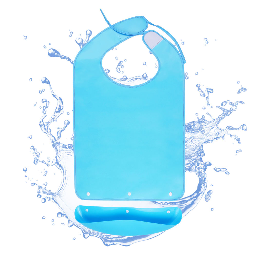 Leakproof Adult Bibs Elderly Apron Waterproof Mealtime Clothing Protector Washable Supplies Blue Adult Bibs for Women Men Use