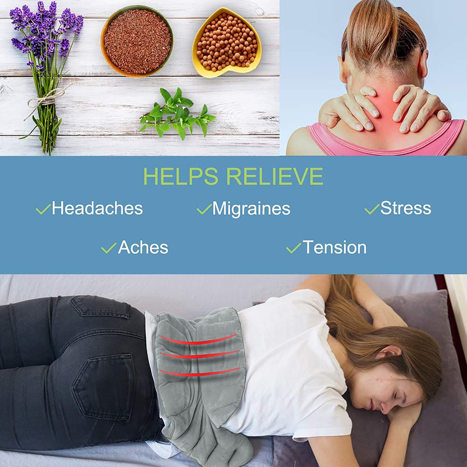 Weighted Microwaveable Heating Pads for Neck and ShouldeNatural Lavender Aromatherapy Stress Pain Relief Neck Wrap Winter Summer