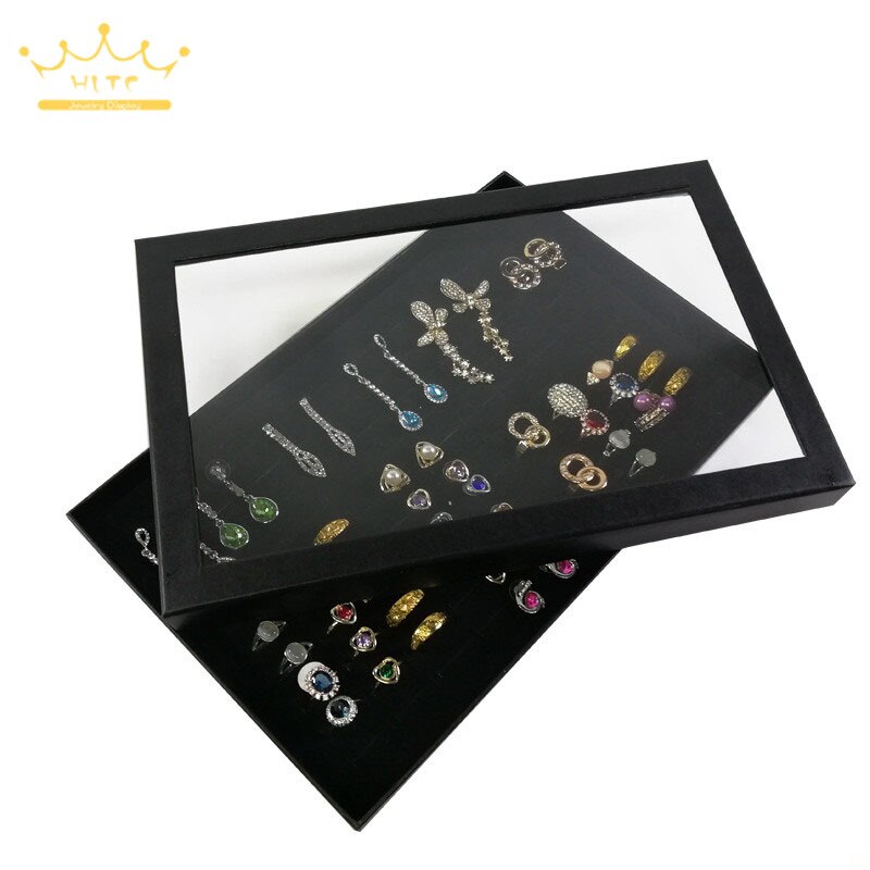 Praktische 100 Slot Ringen Display Lade Ring Organisator Show Case Sieraden Oorbellen Houder Opbergdoos Met Transparante Top