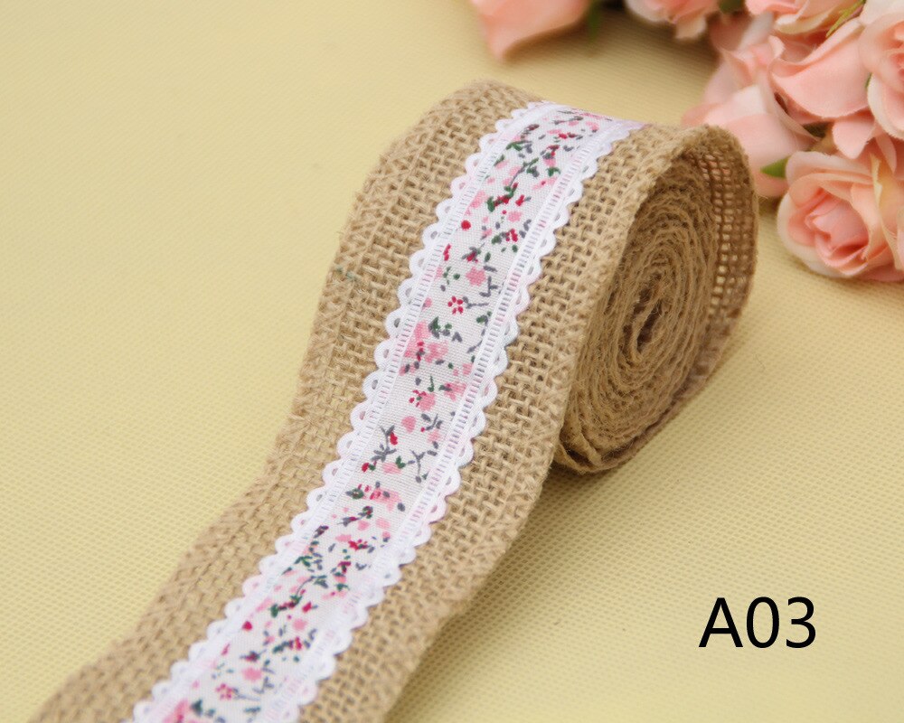 1 Pc DIY Natural Jute Burlap Lace Ribbon Rustic Vintage Wedding Decor Hessian Jute Roll Merry Christmas Party Supplies DIY: 3