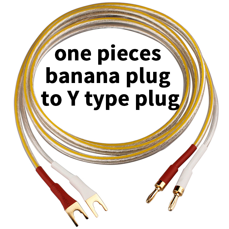 Câble de haut-parleur plaqué argent HIFI, fil de haut de gamme 6N OFC pour amplificateur systèmes Hi-fi, prise Y, câble de haut-parleur à fiche banane: Grey / 3,6 m