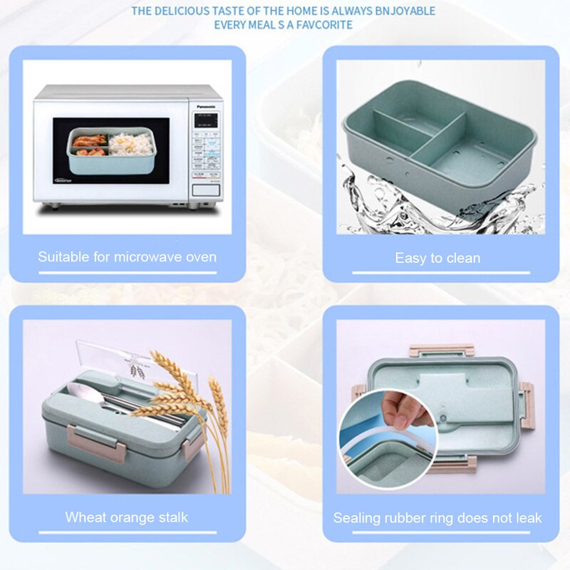 1000ml Wheat Straw Healthy Lunch Box Material Bento Boxes Microwave Oven Dishes and Cutlery Food Storage Container Lunchbox