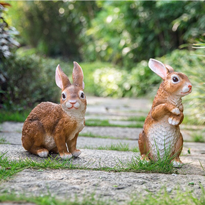 Resin Figure Rabbit Outdoor Resin Bunny Rabbit Figurines Ornament Gard... – Vicedeal