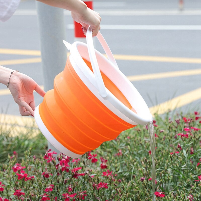 Portable Bucket Foldable Water Container Trash Can Car Wash Camping Water Tank Bucket for Outdoor Fishing: Orange
