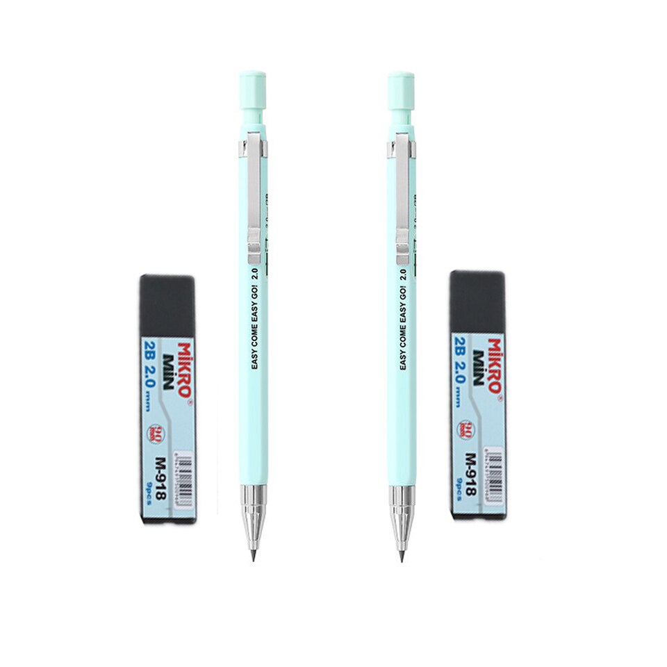 Automatische Potlood 2.0Mm Leuke Plastic Vulpotlood 2B Potlood Vullingen Voor Kid Examens Tekening Opstellen Schoolbenodigdheden: 2Blue-2Refill