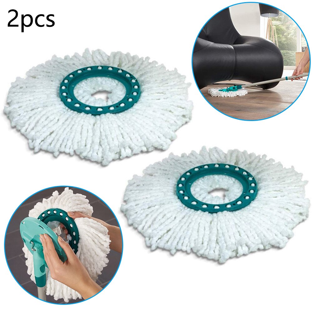 2 stk mikrofiber udskiftning hoved håndfri roterende moppeklud til leifheit disk husholdnings rengøringsmateriel hjemmefastgørelse