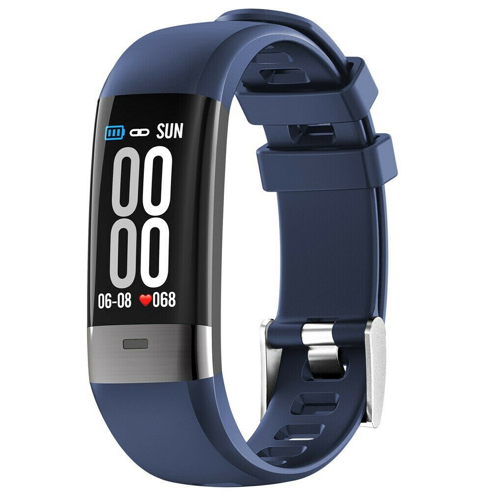 ECG PPG Heart Rate Smart Watch Pedometer Fitness Tracker Color Screen IP67 Waterproof Multi-function Men And Women Bracelet: Blue