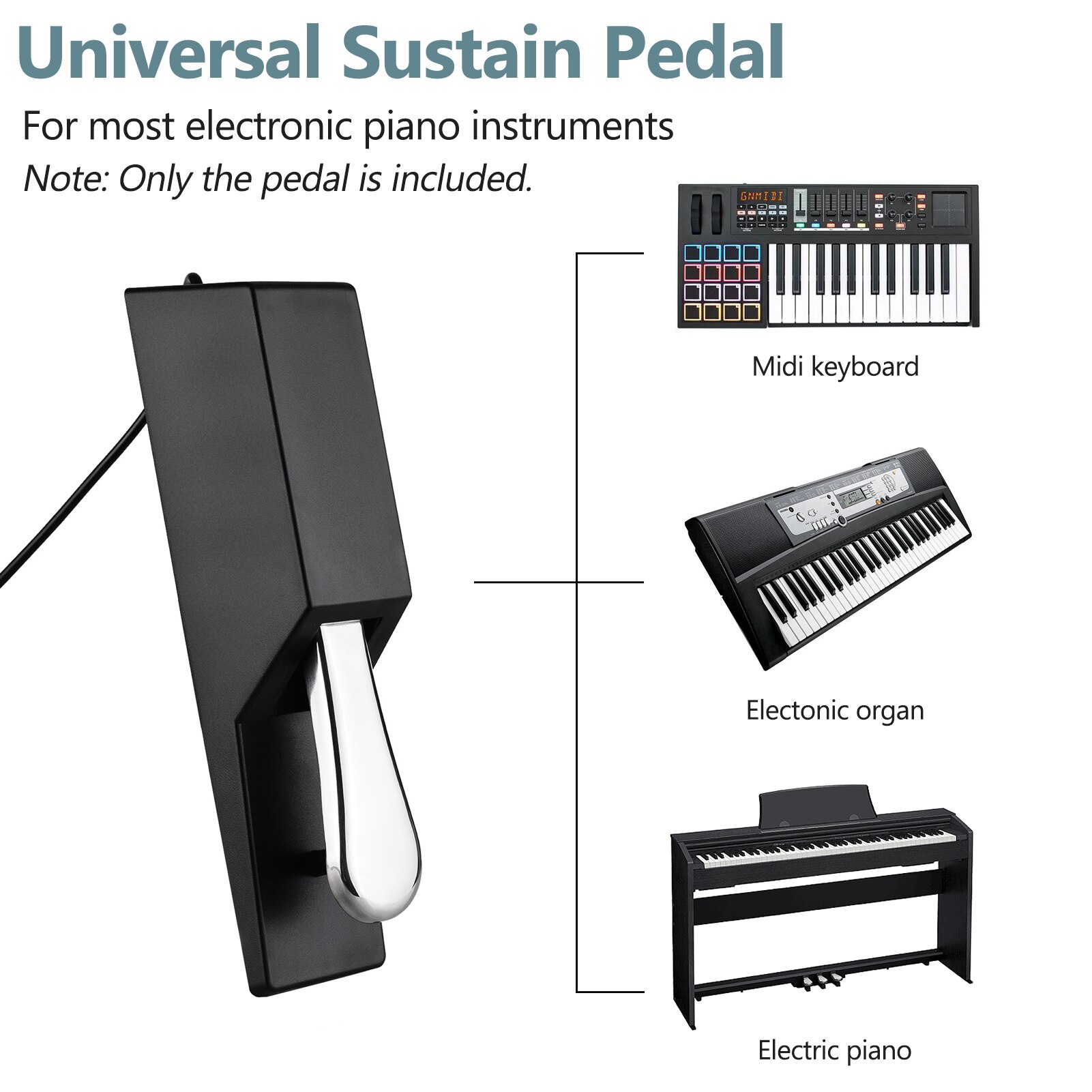 Muslady Piano Sustain Pedal Keyboard Damper Pedal 6.35mm Plug MIDI Keyboards Digital Pianos