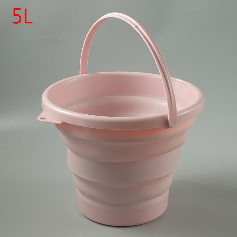 Draagbare opvouwbare emmer siliconen plastic auto emmer kinderen buiten visreis huishoudelijke multifunctionele emmer: Roze 5l