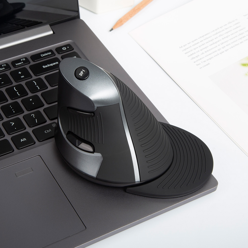Delux M618GX Weiße ergonomische vertikale Maus, 6 Tasten, kabellose 2,4-GHz-Mäbenutzen, geeignet für PC und Laptop