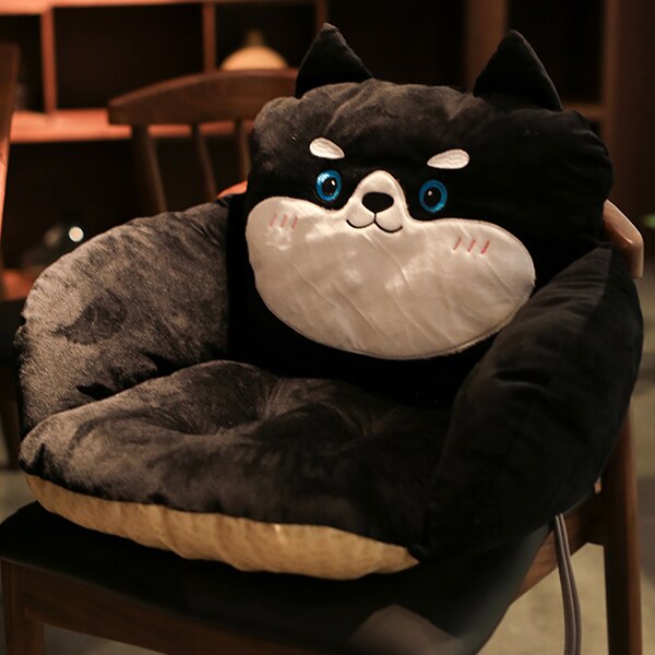 Coussin confortable en peluche de carotte pour étudiant | Coussin Husky épais et pour siège, coussin antidérapant pour bureau, coussin pour chaise d'ordinateur: Black