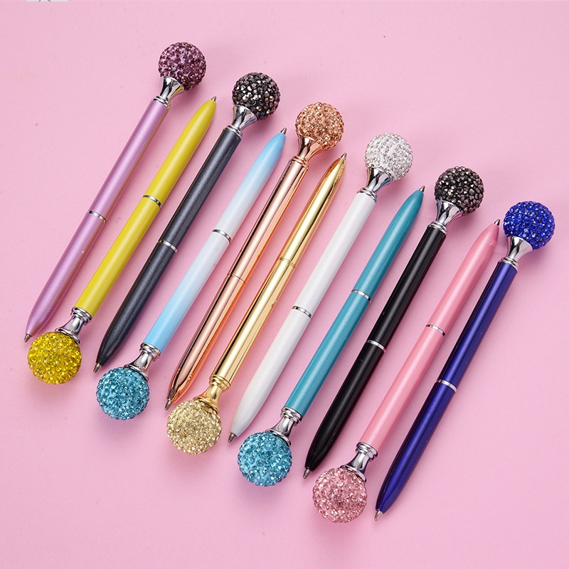 Creativity metal Spinning Ballpoint Pen Luxury Diamond Ball Point Pen 1.0mm Ballpoint Pen Office School Writing Stationery