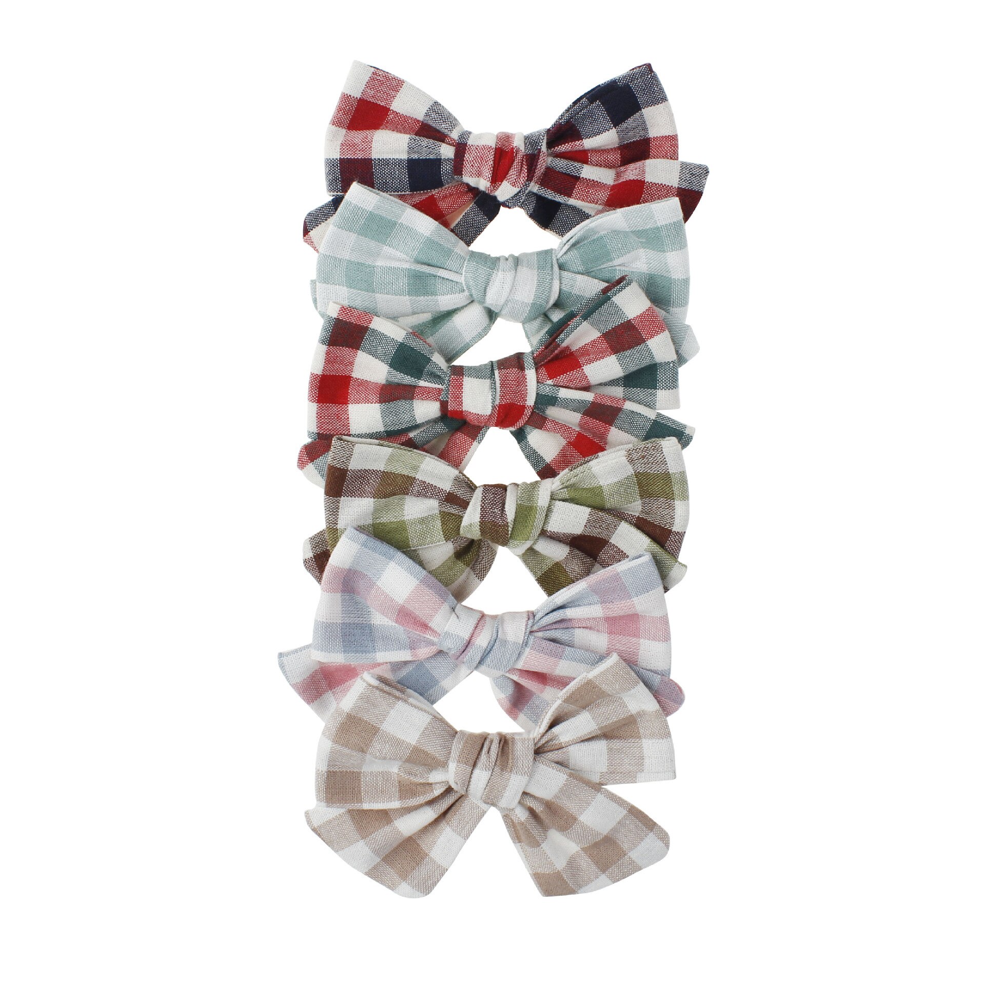 6 Stks/partij Baby Haar Clips Voor Meisjes Plaid Haarspeld Kids Big Bows Barrette Bloemen Printing Baby Kinderen Katoenen Haaraccessoires: 8