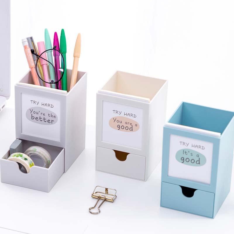 Multi-funktion Stift Halfter Schreibtisch Kuli Veranstalter Schublade Schreibwaren Bleistift Ständer Kunststoff machen-hoch Pinsel Halfter Organizer Lagerung Kasten