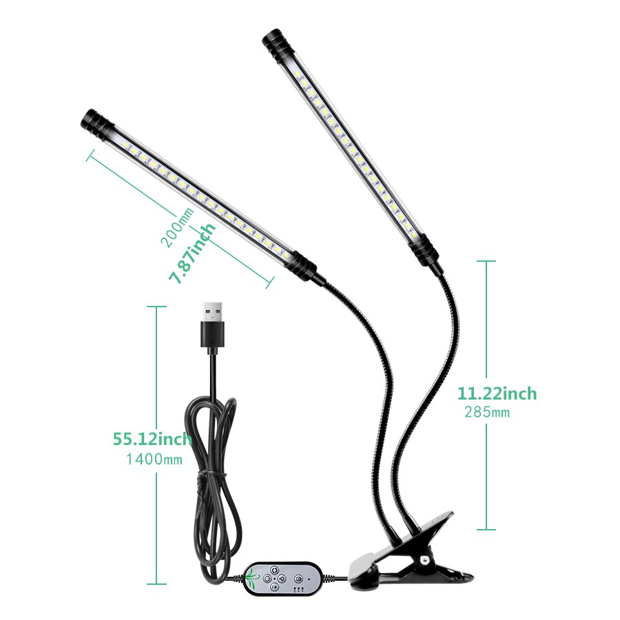Leadly plantengroeilamp usb led-groeilamp buis volledig spectrum kamerplantenlamp met clip plantengroeilampen zaailingenlamp