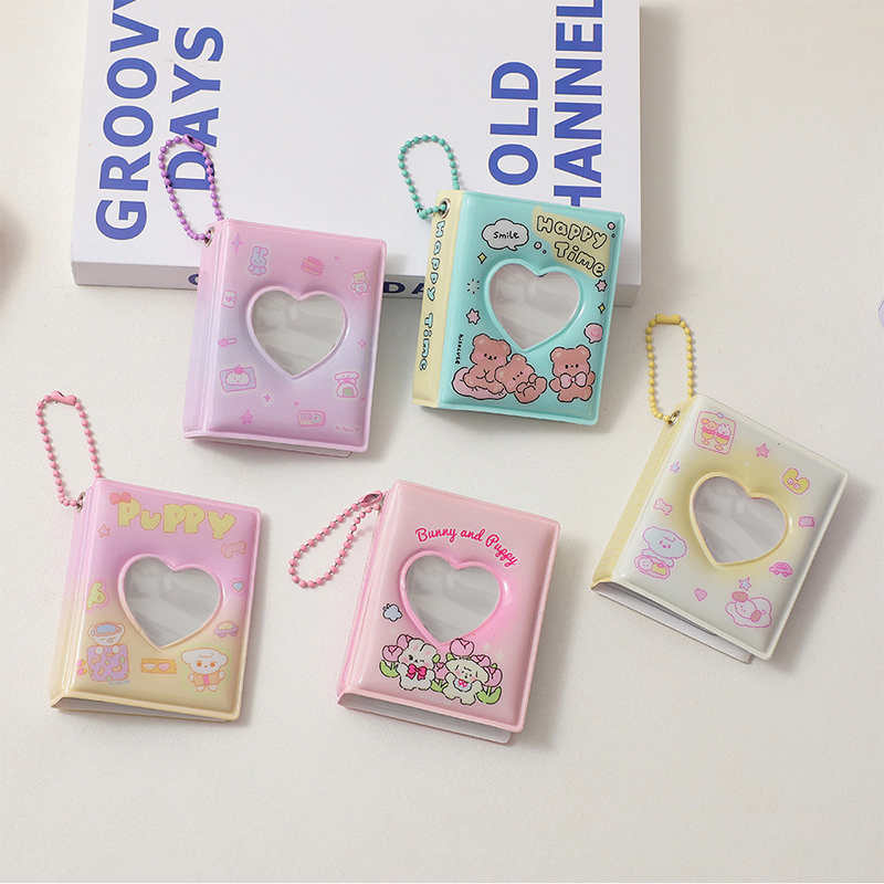 Mini album de dessin animé avec porte-clés, idole, petit porte-cartes, sac à cartes Instax, porte-photo , 2 pouces, 16 poches