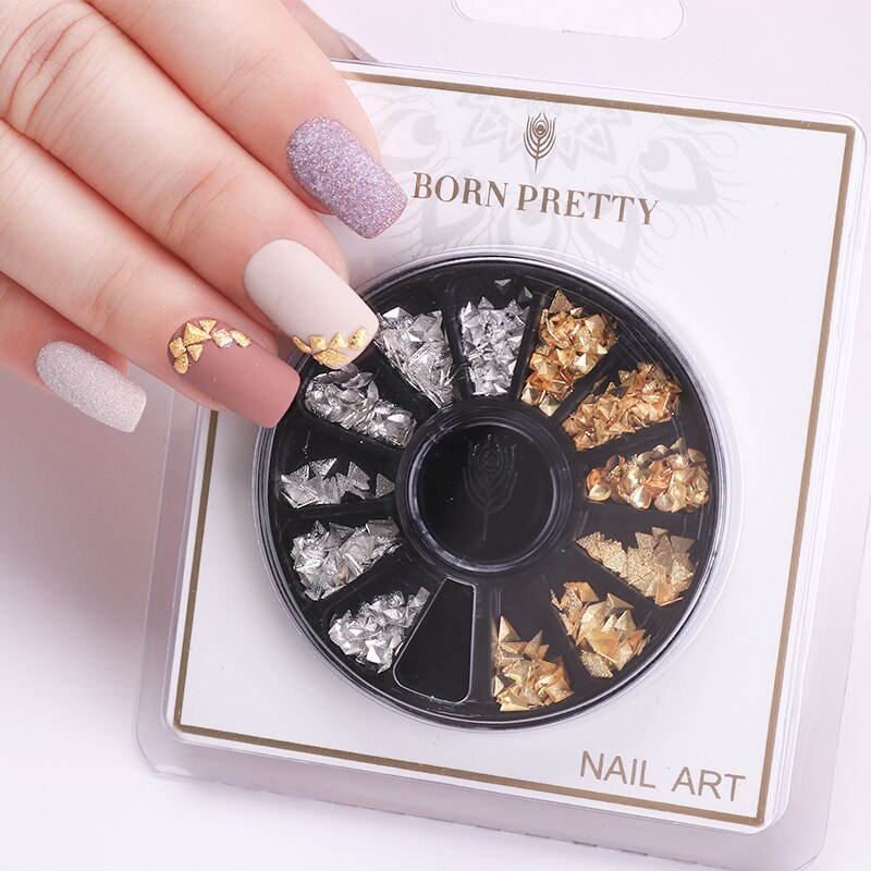 GEBOREN PRETTY AB Kleur Nail Strass Goud Zilver Nail Stud Klinknagel Vlakke Bodem Manicure 3D Nail Art Decoratie in Wiel