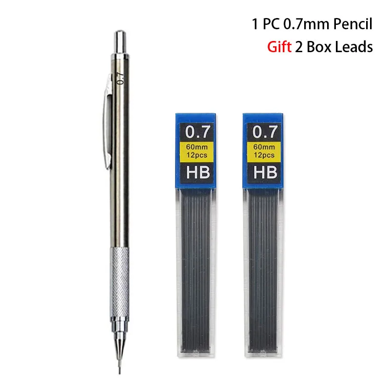 Portaminas de Metal de 0,3/0,5/0,7/0,9/1,3/2,0mm, juego de lápices HB automáticos de dibujo con cables, suministros de arte para escritura escolar y de oficina: Rojo
