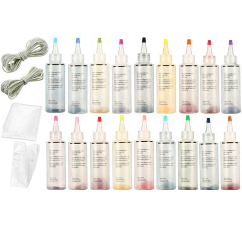 18 bouteilles tulipe permanente une étape cravate ensemble de teinture Kits de bricolage pour tissu Textile artisanat vêtements pour projets Solo colorants peinture: Default Title