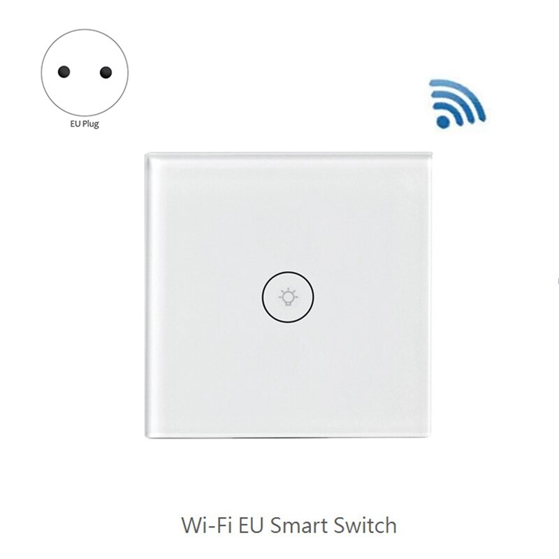 Smart Light Switch, 3 Gang 1 Way Wifi APP Remote Control Wall Press Switch, Tempered Glass Press Sn AC 100-240V EU Plug