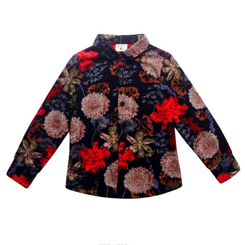 Camisas de algodón cepillado con estampado de flores para niños, ropa de manga Llong para niños de 2 a 10 años, primavera y otoño: 8 años