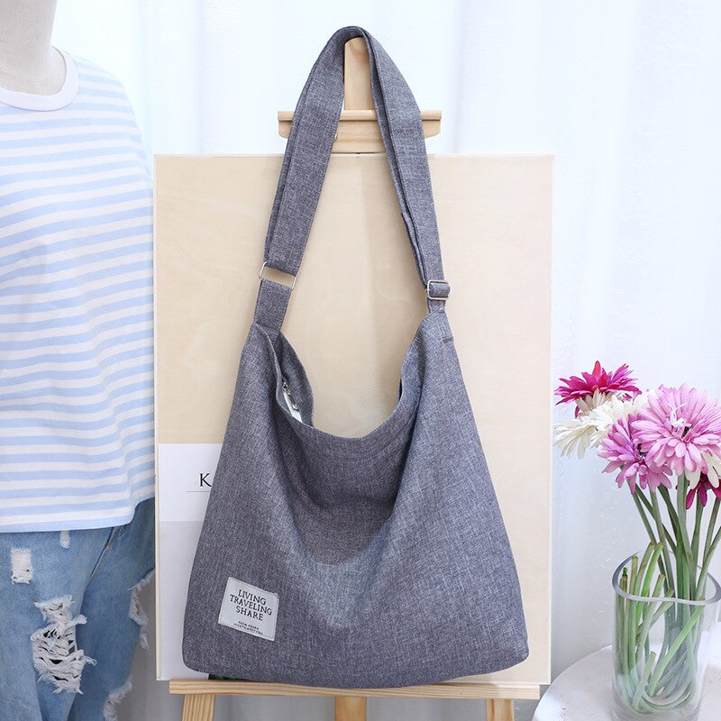 Neue Frauen Satchel Schulter Tasche Tote Messenger Dame Kreuz Körper Große Leinwand Handtasche: Grau