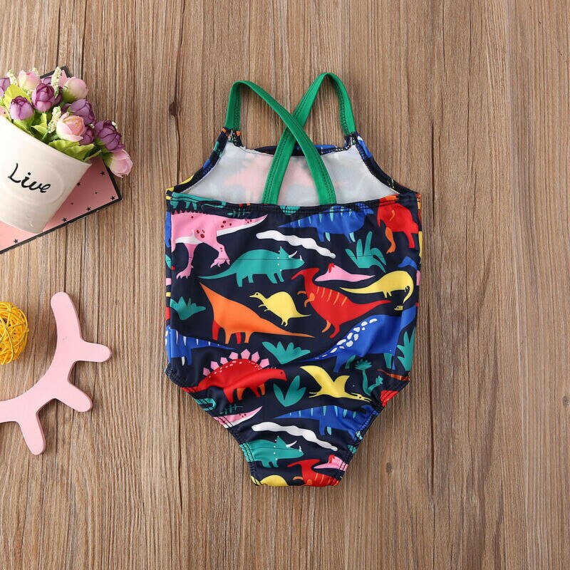 Baby badetøj børn baby piger småbørn dinasour badedragt i et stykke badetøj badedragt bikini tankini svømmekostume 0-24m