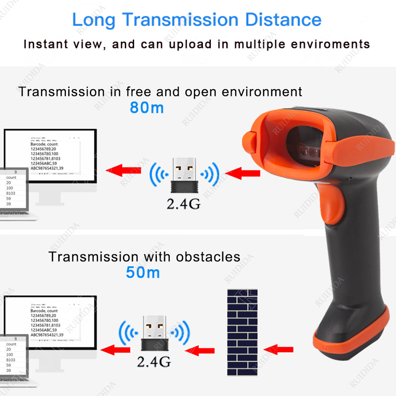 Draadloze Scanner 2D Barcode Scanner Draagbare Draadloze 2d Scanner Wired Handheld Qr Scanner Bluetooth Code Bar Scanner Met Stand