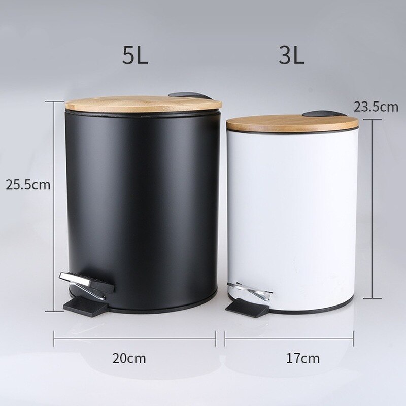 3L Round Stainless Steel Step Trash Can Wastebasket Garbage Container Trash Bin For Kitchen Bathroom Bedroom