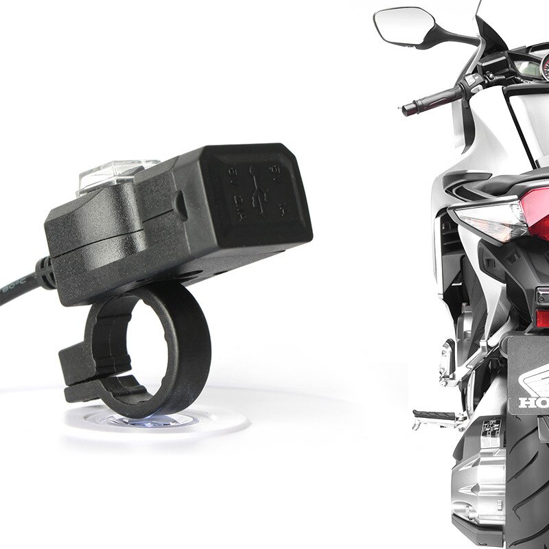 Waterproof Dual 2 USB 12V Motorcycle Handlebar Charger Socket with Switch &amp; Mount Motorcycle Electronics Accessories Charger