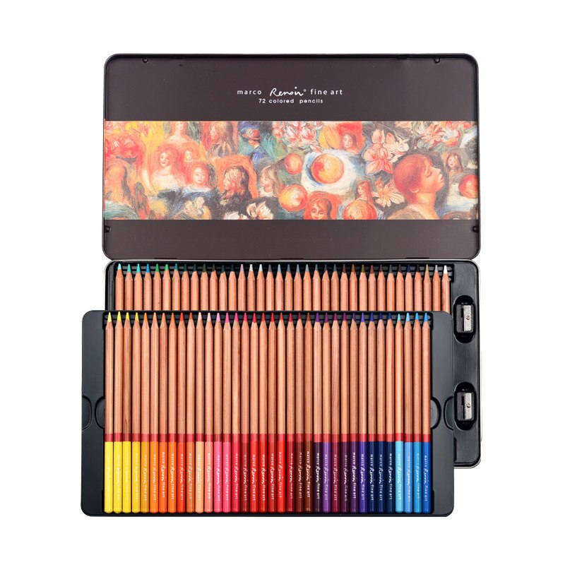 MARCO Renoir 3100 Oil Colored Pencils 120 Colors Set Tin Box Drawing Pens Botanic Landscape Portrait Painting: 72 colors