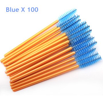 50/100 PIÈCES Cils Brosse Faux Cils Brosse Mascara Cils Maquillage Brosse Mascara Pinceaux Jetables pour 3D Volume Cils: 100pcs Golden-Blue