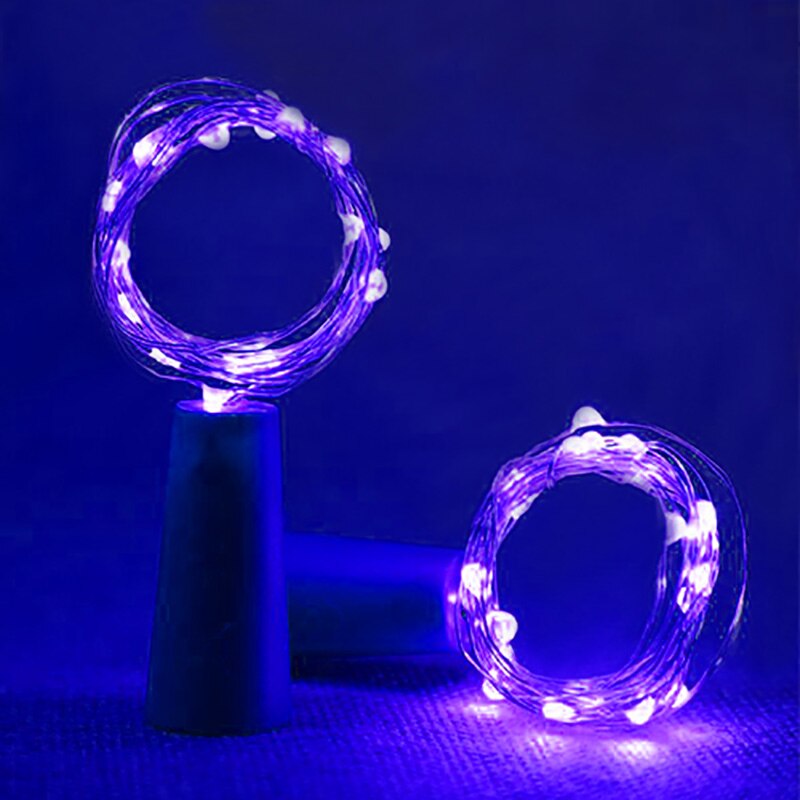 Guirlande vinflaske lys med kork 2m 20 led kobbertråd farverige fe lys snor til fest bryllup indretning batteridrevet: Blå