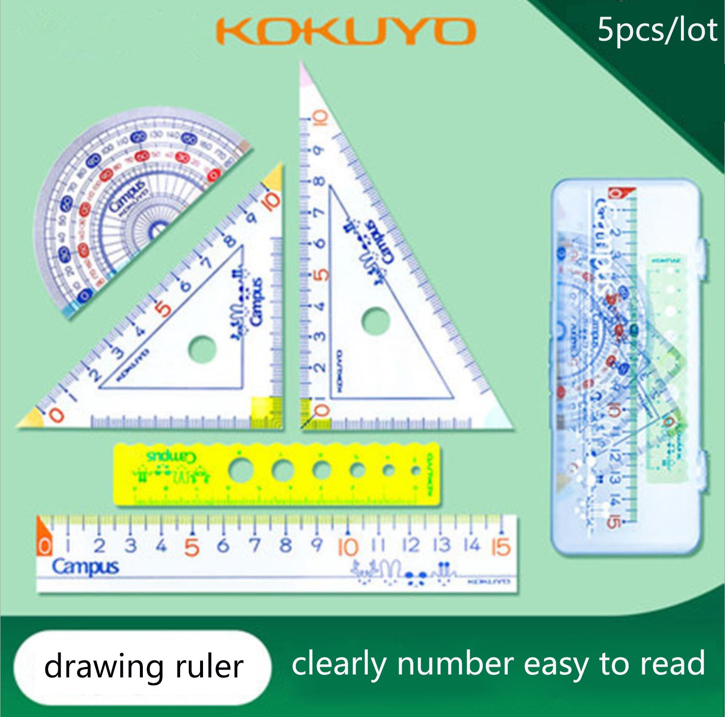 TUNACOCO Japanese KOKUYO WSG-CLKA SET OF drafting Rulers Learn Stationery Drawing Supplies ruler Qt1710143