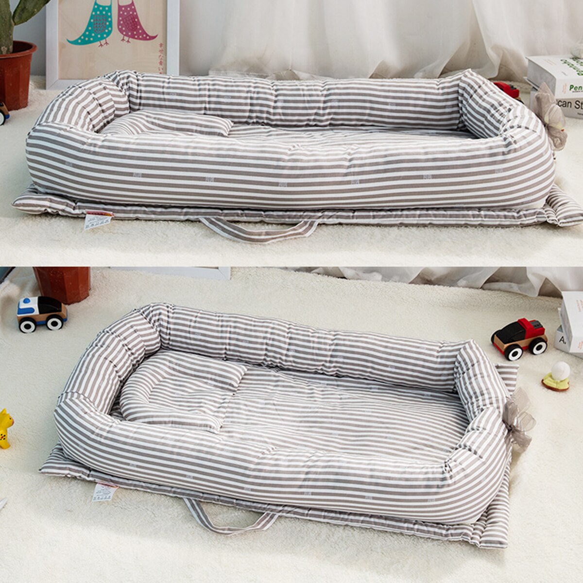 Cama plegable de viaje al aire libre para bebé, cuna portátil lavable de 90x55x15cm para recién nacido, cama de viaje para bebé de