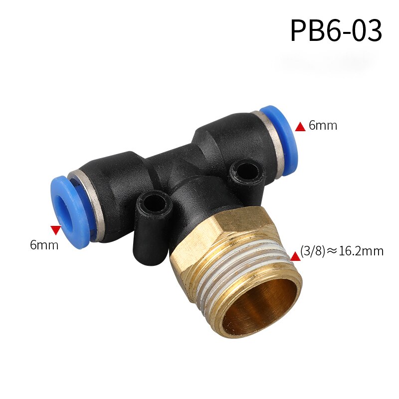 Pneumatyczny Regulator przepływu powietrza 4mm 6mm 8mm 10mm 12mm OD wąż rura regulacja przepływu gazu złącze zaworu 1/8 "1/4" 3/8 "1/2" gwint męski: PB6-03