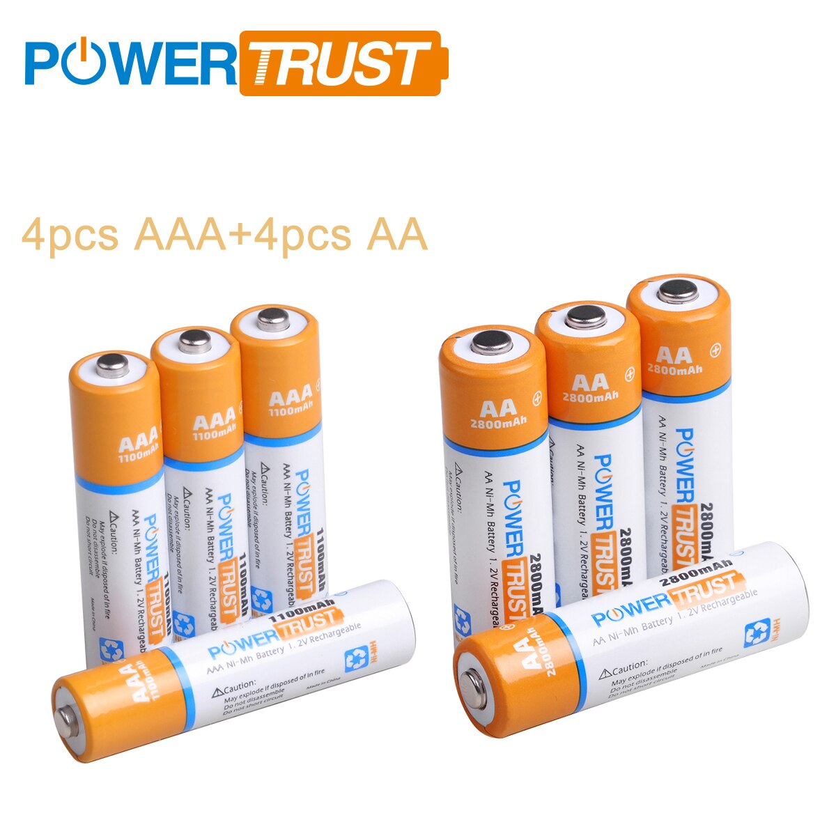 Aa 2800Mah Oplaadbare Batterijen + Aaa 1100Mah Oplaadbare Batterij Met 8Slots Lader Voor Aa Aaa Nimh Elektrische speelgoed: 4AA-4AAA