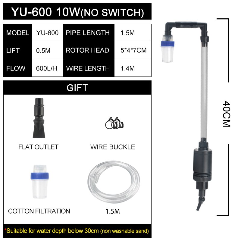 10/18/20/26/28W Elektrische Wasser Ändern Pumpe Saubere Werkzeuge Aquarium Aquarium Wasser wechsler Kies Reiniger Siphon Wasser Filter Pumpe: YU-600 10W / UK plug