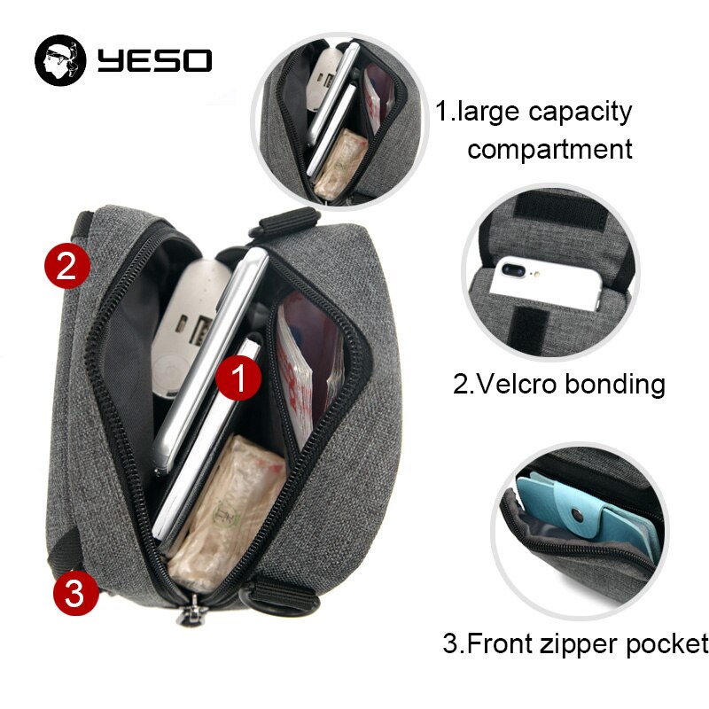 YESO Shoulder Bags for Men Water Resistant Nylon Leisure Crossbody bags Male Travel Business Messenger Bag