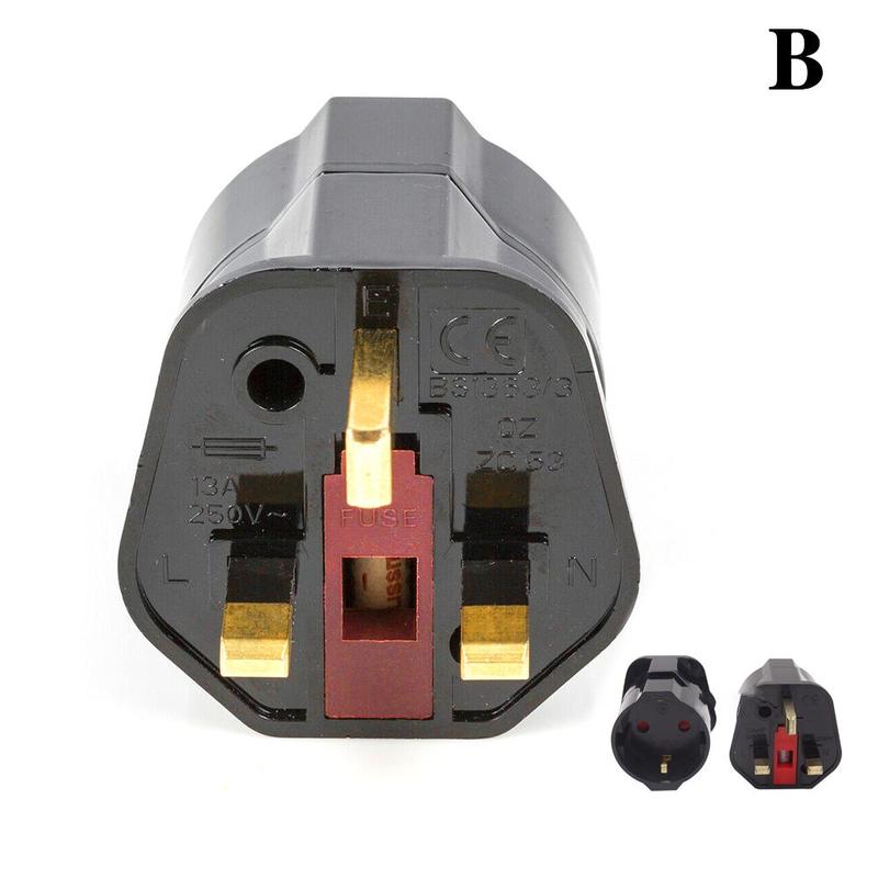 British standard conversion plug EU UK 3 Pin Plug 13A Converter Universal Adapter Travel 250V Q2C6: B
