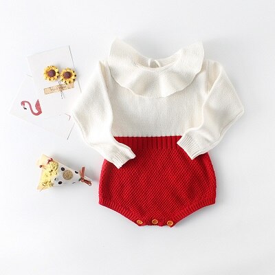 Autumn Baby Knitted Rompers Sweater Baby Girl Long Sleeve Knitted Overalls Infant Girl Princess Cotton Clothes Baby Girl Romper: D101 / 12M
