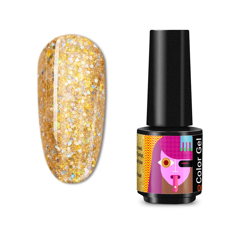 Bluedee Gel Nagellak Glitter Set Shiny 6 Kleuren Vernis Semi Permanente Vernis Hybird Nagellak Uv Acrygel Voor Nail Art: Shinny Gold 1pc