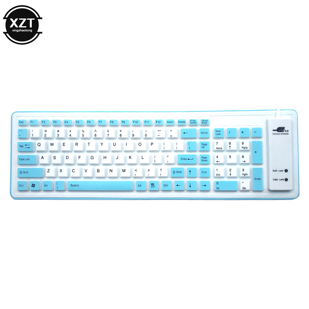 Tragbare wasserdichte und staubdichte Silikontastatur, faltbare USB-Tastatur, 103-Tasten, kabelgebundene Tastatur für PC-Laptops