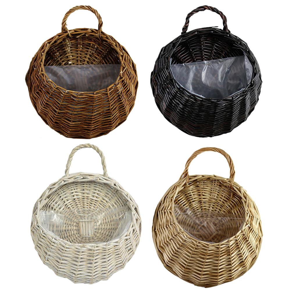 Natural Wicker Rattan Hanging Basket Flower Pot Hand Made Plant Pot Basket Holder Laundry Basket Vase Container Home Decoration
