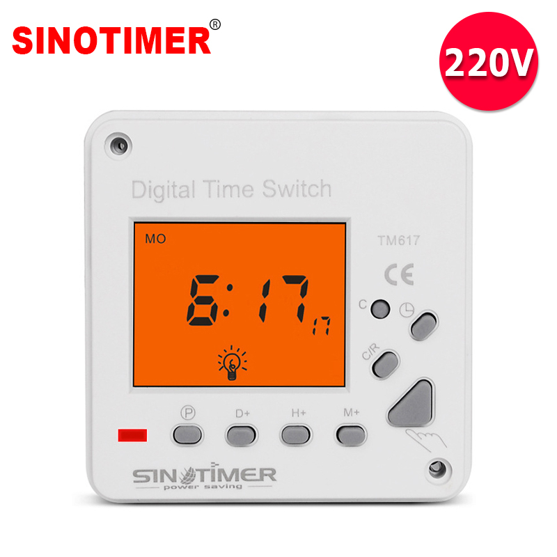 TM617 16A Super Large LCD Timer Digital Display Timer Yellow Lighting Weekly Programmable Timer Relay Clock Free Voltage Output: 230VAC