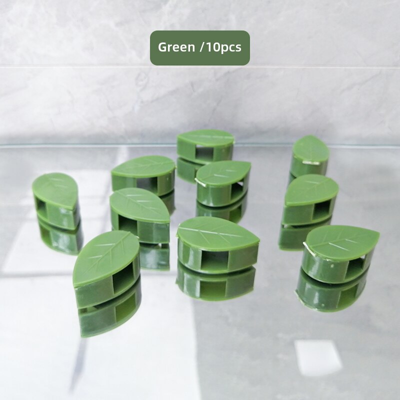 10 Uds planta trepadora fijador de pared tipo hoja planta verde dispositivo de fijación Invisible Clip de vid sujetador Snap tracción forma: Verde