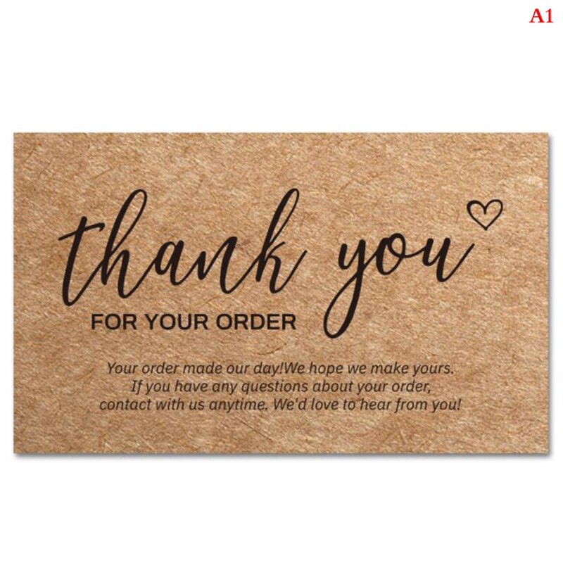 30pcs/bag Thank You for Your Order Cards 3D Kraft Paper Thanks Greeting Card Appreciation Cardstock for Small Business Sellers: A1